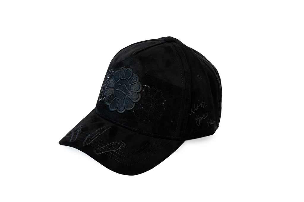 Gorra Negra Murakami Flower con Cristales Brillantes