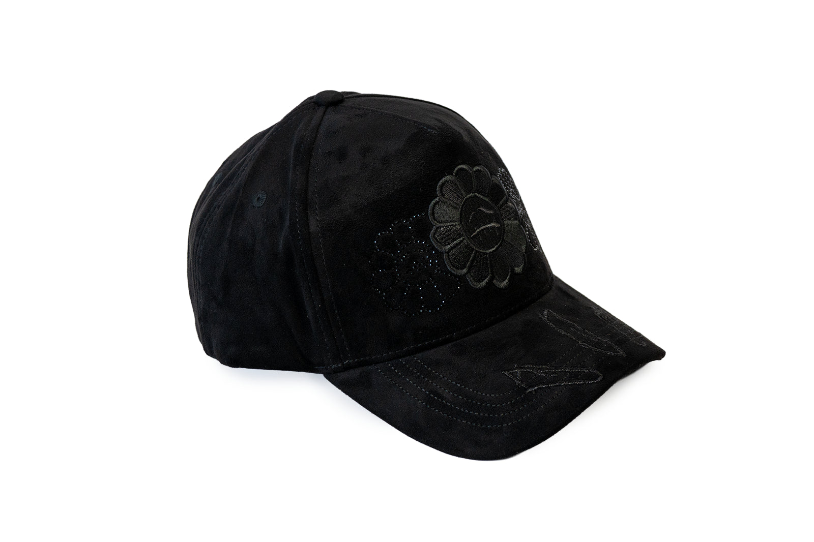 Gorra Negra Murakami Flower con Cristales Brillantes