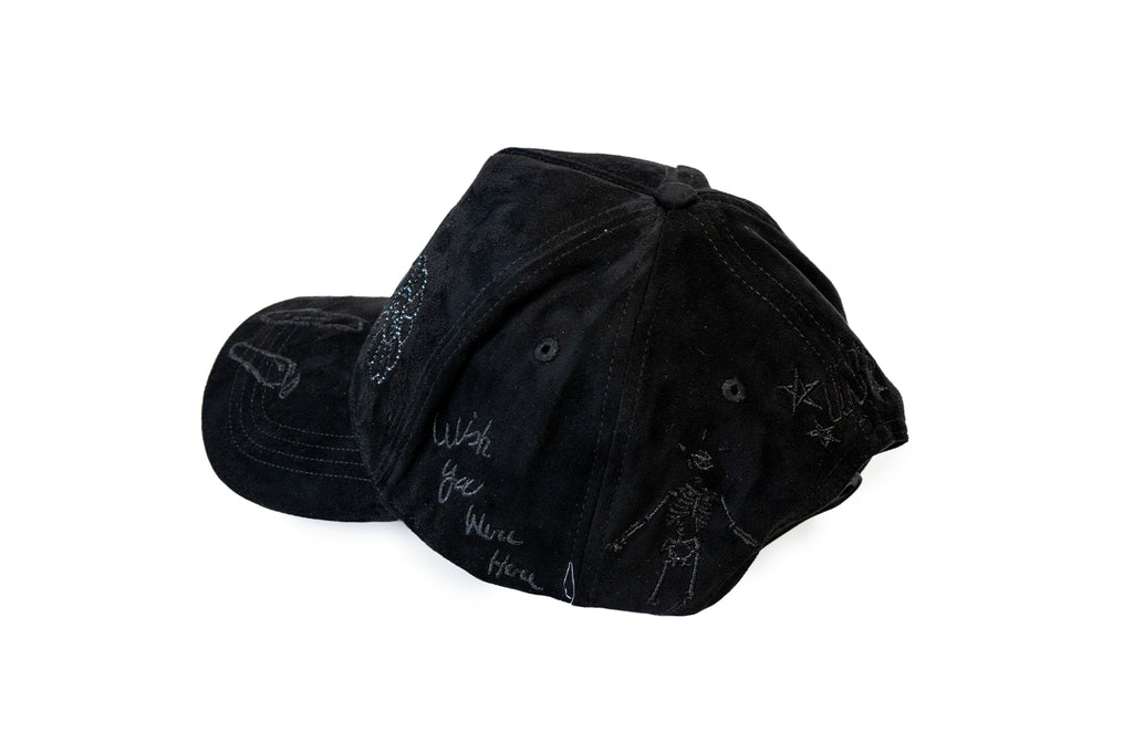 Gorra Negra Murakami Flower con Cristales Brillantes