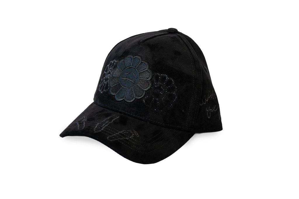 Gorra Negra Murakami Flower con Cristales Brillantes