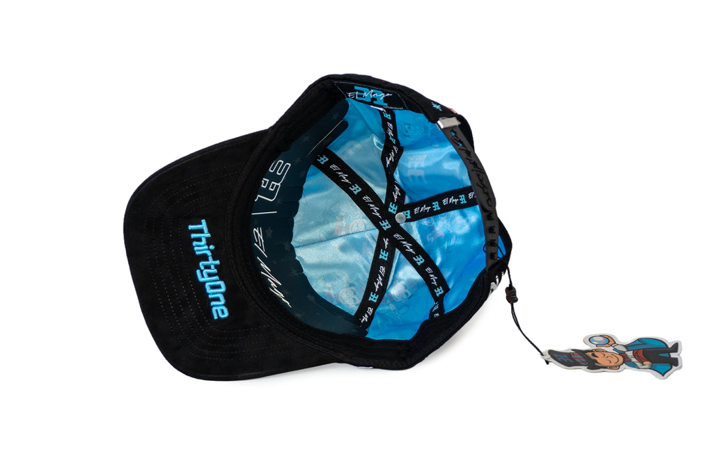 Gorra 31 Hats "El Mago" Black/Blue Suede Snapback Visera Curva