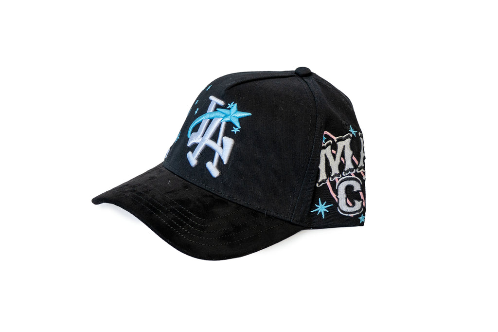 Gorra 31 Hats "El Mago" Black/Blue Suede Snapback Visera Curva